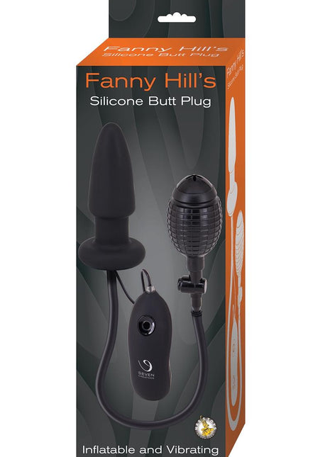 Fanny Hills Silicone Butt Plug Inflatable and Vibrating - Black