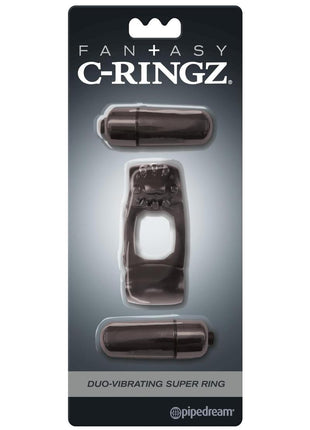 Fantasy C-Ringz Duo-Vibrating Super Cock Ring with Bullets - Black
