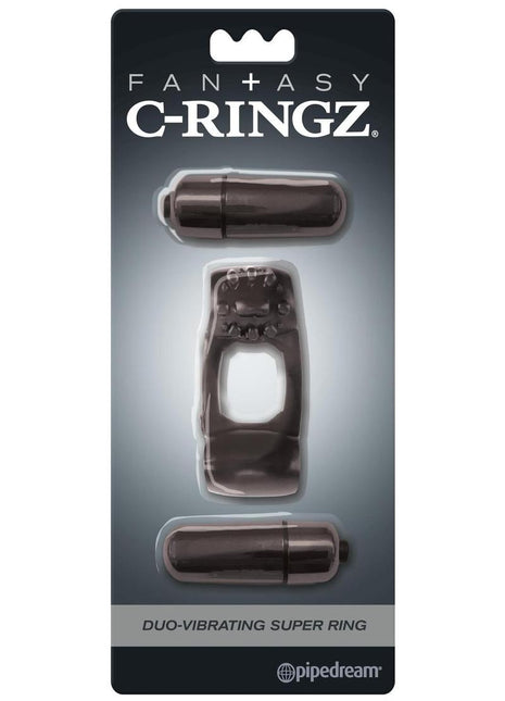 Fantasy C-Ringz Duo-Vibrating Super Cock Ring with Bullets - Black