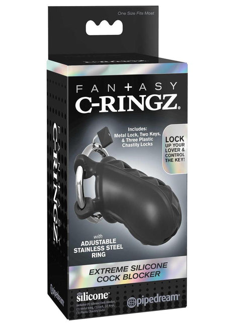 Fantasy C-Ringz Extreme Silicone Cock Blocker Cock Ring - Black