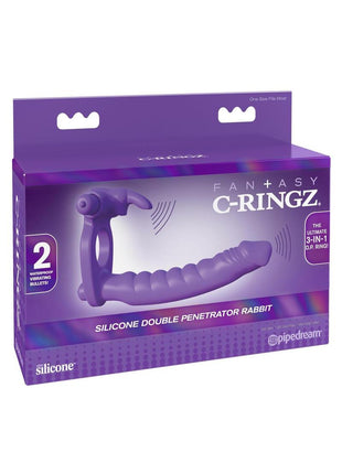 Fantasy C-Ringz Silicone Double Penetrator Rabbit Cock Ring - Purple