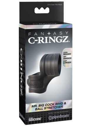 Fantasy C-Ringz Silicone Mr. Big Cock Ring and Ball Stretcher - Black