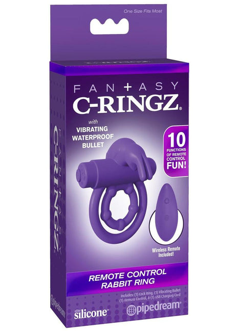 Fantasy C-Ringz Silicone Rabbit Ring Cock Ring with Remote Control - Purple