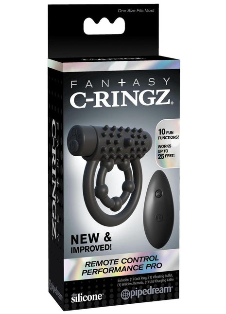 Fantasy C-Ringz Silicone Rechargeable Performance Pro Cock Ring with Remote Control - Black