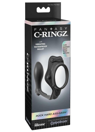 Fantasy C-Ringz Silicone Rock Hard Ass-Gasm Cock Ring with Bullet - Black