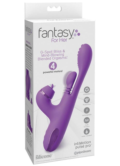 Fantasy For Her Intimotion Pulse Pro Rechargeable Silicone Vibrator with A Clitoral Stimulator - Purple