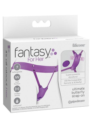 Fantasy For Her Ultimate Butterfly Silicone Strap-On with Remote Control - Purple