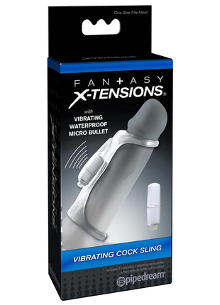 Fantasy X-Tensions Vibrating Cock Sling Sleeve Waterproof - Clear - 5.5in