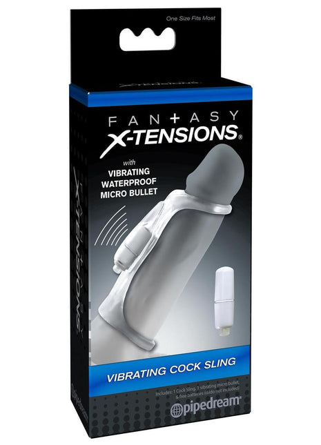 Fantasy X-Tensions Vibrating Cock Sling Sleeve Waterproof - Clear - 5.5in