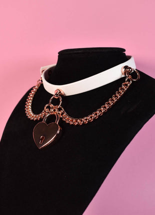 White & Rosegold Lock Choker