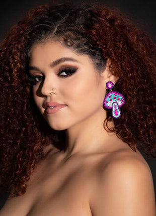 Magic Mushroom Beaded Earrings