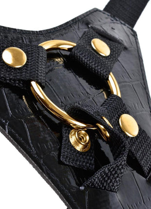 Fetish Fantasy Gold Designer Strap-On - Black/Gold - 7in