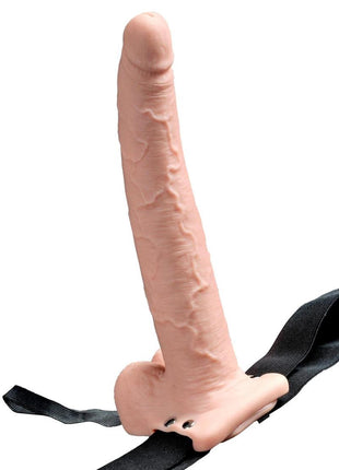 Fetish Fantasy Series Hollow Rechargeable Strap-On Dildo with Balls and Harness - Vanilla - 9in