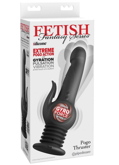 Fetish Fantasy Series Pogo Thruster Rechargeable Silicone Rabbit Vibrator - Black