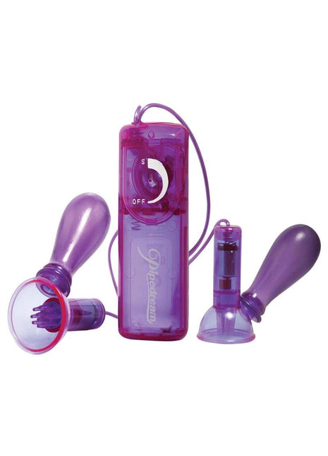 Fetish Fantasy Series Vibrating Nipple Pumps with Remote Control - Purple