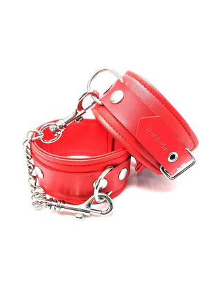 Fetish Play Ankle Cuffs Vegan Leather - Red
