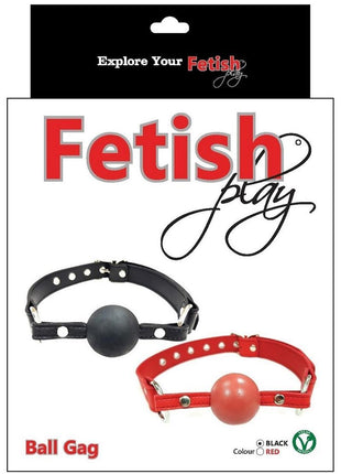 Fetish Play Ball Gag Vegan Leather - Black