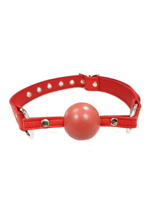 Fetish Play Ball Gag Vegan Leather - Red