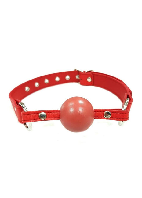 Fetish Play Ball Gag Vegan Leather - Red