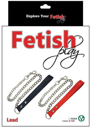 Fetish Play Lead Collar Vegan Leather - Red