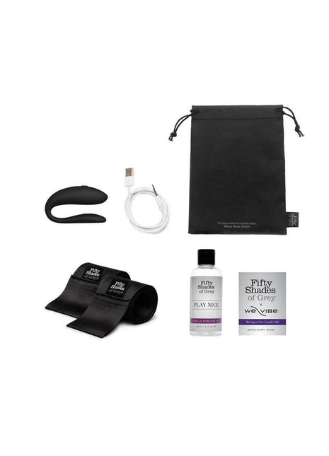 Fifty Shades Of Grey X We-Vibe Moving As One Rechargeable Silicone Couples Kit - Black