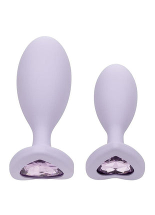 First Time Crystal Booty Duo Silicone Anal Plug - Purple - 2 Pack