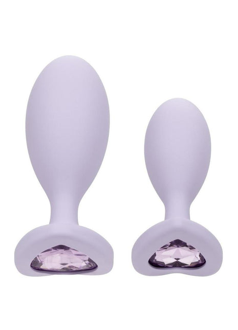 First Time Crystal Booty Duo Silicone Anal Plug - Purple - 2 Pack