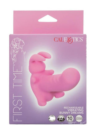 First Time Rechargeable Vibrating Bunny Dreams Rechargeable Silicone Vibrator with Clitoral Stimulator - Pink