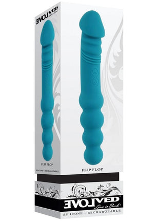 Flip Flop Rechargeable Silicone Dual End Vibrator - Blue