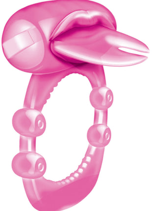 Forked Tongue Vibrating Silicone Cock Ring Waterproof - Magenta/Pink