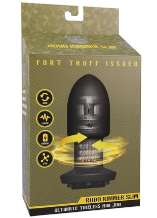 Fort Troff Robo Rimmer Slim Recharageable Silicone Anal Plug with Wireless Remote - Black