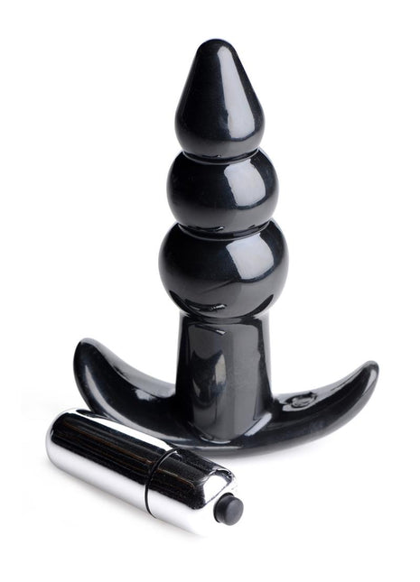 Frisky Bubbling Noir Ribbed Anal Plug - Black
