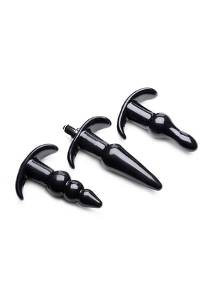 Frisky Thrill Trio Anal Plug - Black - Set