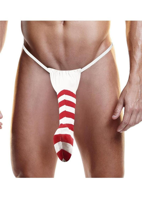 Fundies Candy Cane Thong - Red/White - One Size