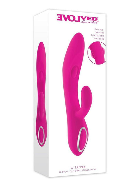 G-Tapper Rechargeable Silicone Double Tapping Rabbit Vibrator with Clitoral Stimulator - Pink