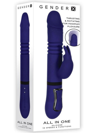 Gender X All In One Rechargeable Silicone Rabbit Vibrator - Purple