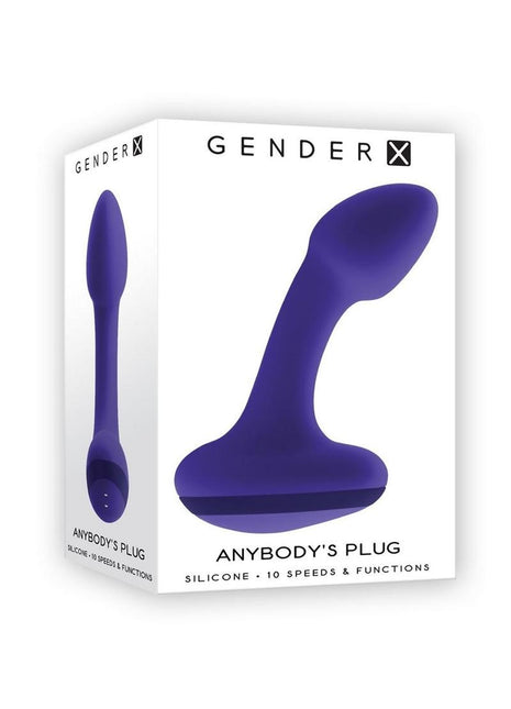 Gender X Anybody's Plug Rechargeable Silicone Vibrating Butt Plug - Blue