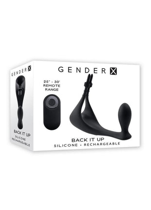 Gender X Back It Up Rechargeable Silicone Vibrating Butt Plug with Remote - Black