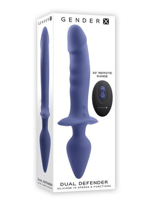 Gender X Dual Defender Rechargeable Silicone Dual Vibrator - Purple