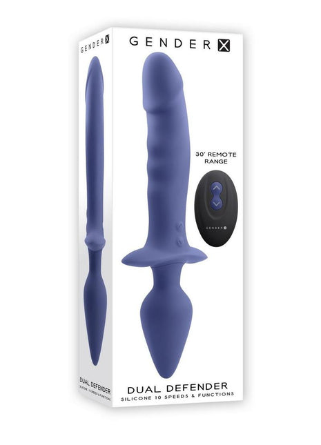Gender X Dual Defender Rechargeable Silicone Dual Vibrator - Purple