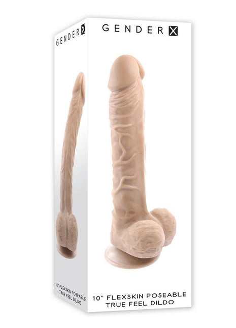 Gender X Flexskin Poseable True Feel Dildo - Vanilla - 10in