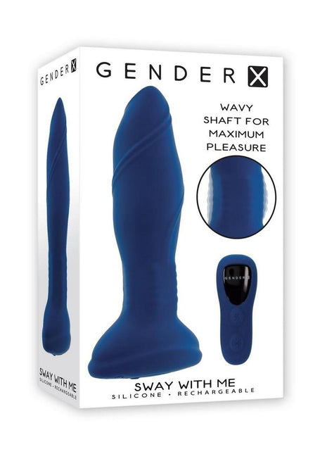 Gender X Sway with Me Rechargeable Silicone Anal Plug with Remote - Blue