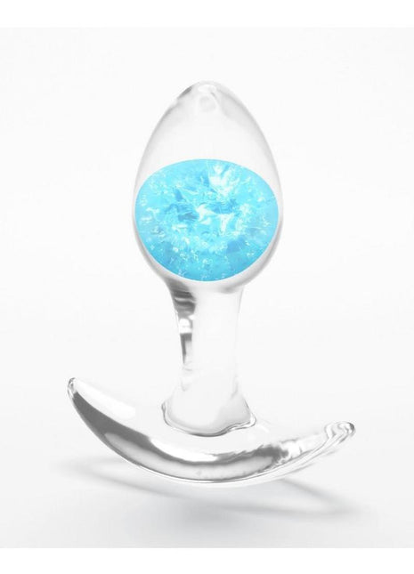 Glams Cosmic Silicone Anal Plug - Blue/Clear - Small