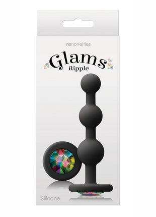 Glams Ripple Silicone Plug Rainbow Gem - Black - 4.49in