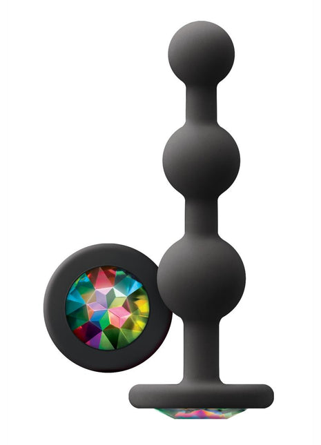 Glams Ripple Silicone Plug Rainbow Gem - Black - 4.49in