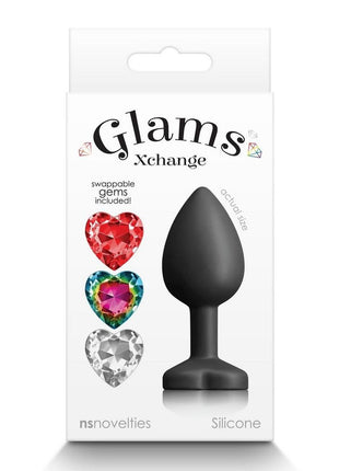 Glams Xchange Heart Silicone Anal Plug - Black - Small