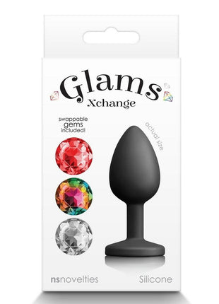 Glams Xchange Round Silicone Anal Plug - Black - Small