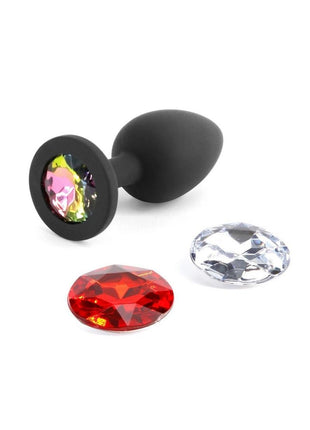 Glams Xchange Round Silicone Anal Plug - Black - Small