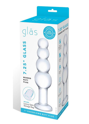 Glas Beaded Glass Butt Plug - Clear - 7.25in