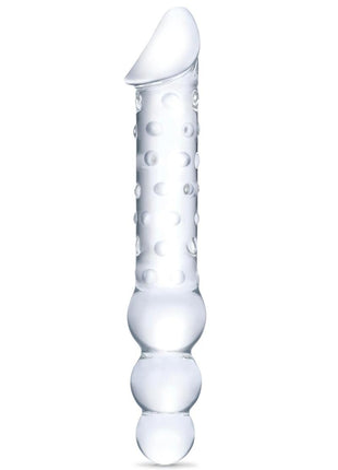Glas Double Ended Glas Dildo with Anal Beads - Clear - 12in